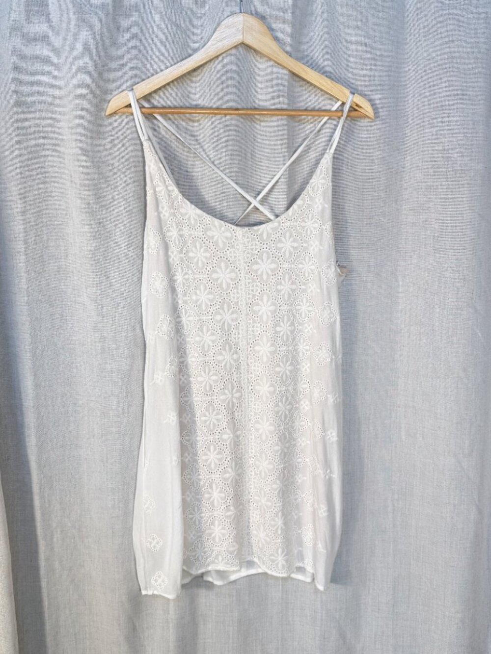 Love Stitch White Lace Slip Dress NWT Strappy Back Size S